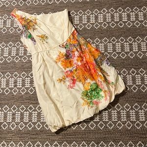 EUC J. Crew Bridget floral painted silk one shoulder dress Sz 6
